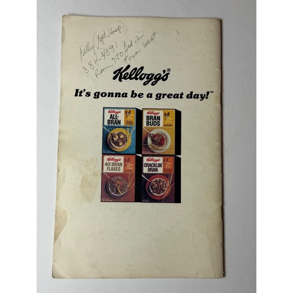 Vintage 1981 Kelloggs Fiber Diet Planner Booklet‎ Cereal Advertising Ephemera